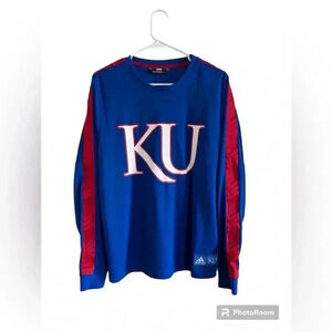 Kansas Jayhawks KU adidas Climalite Long Sleeve Shirt Men's Blue New
